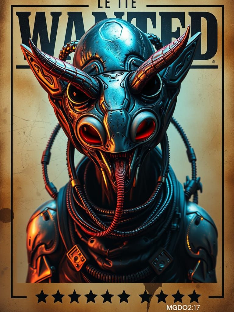 Alien Insectoid Bounty Hunter Sci-Fi Wanted Poster