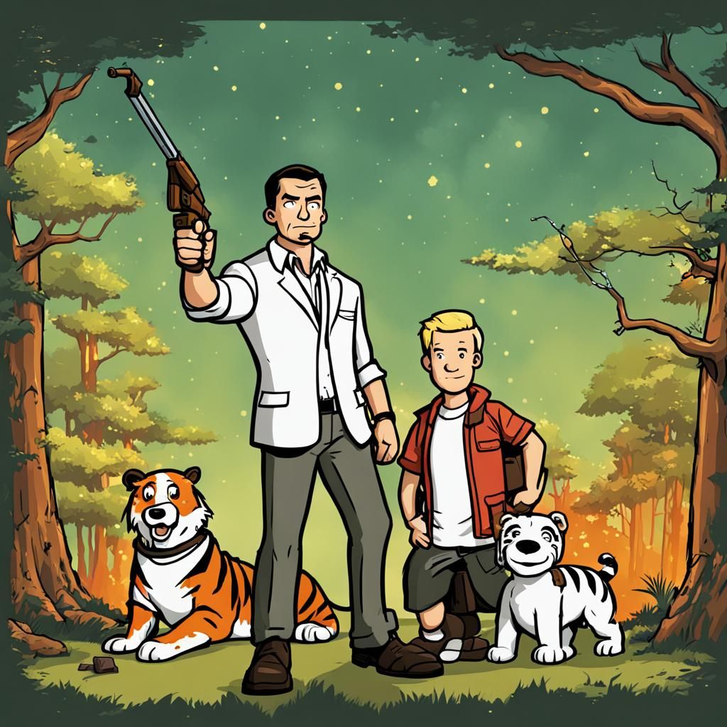 Archer as Calvin and Hobbes Comic Art