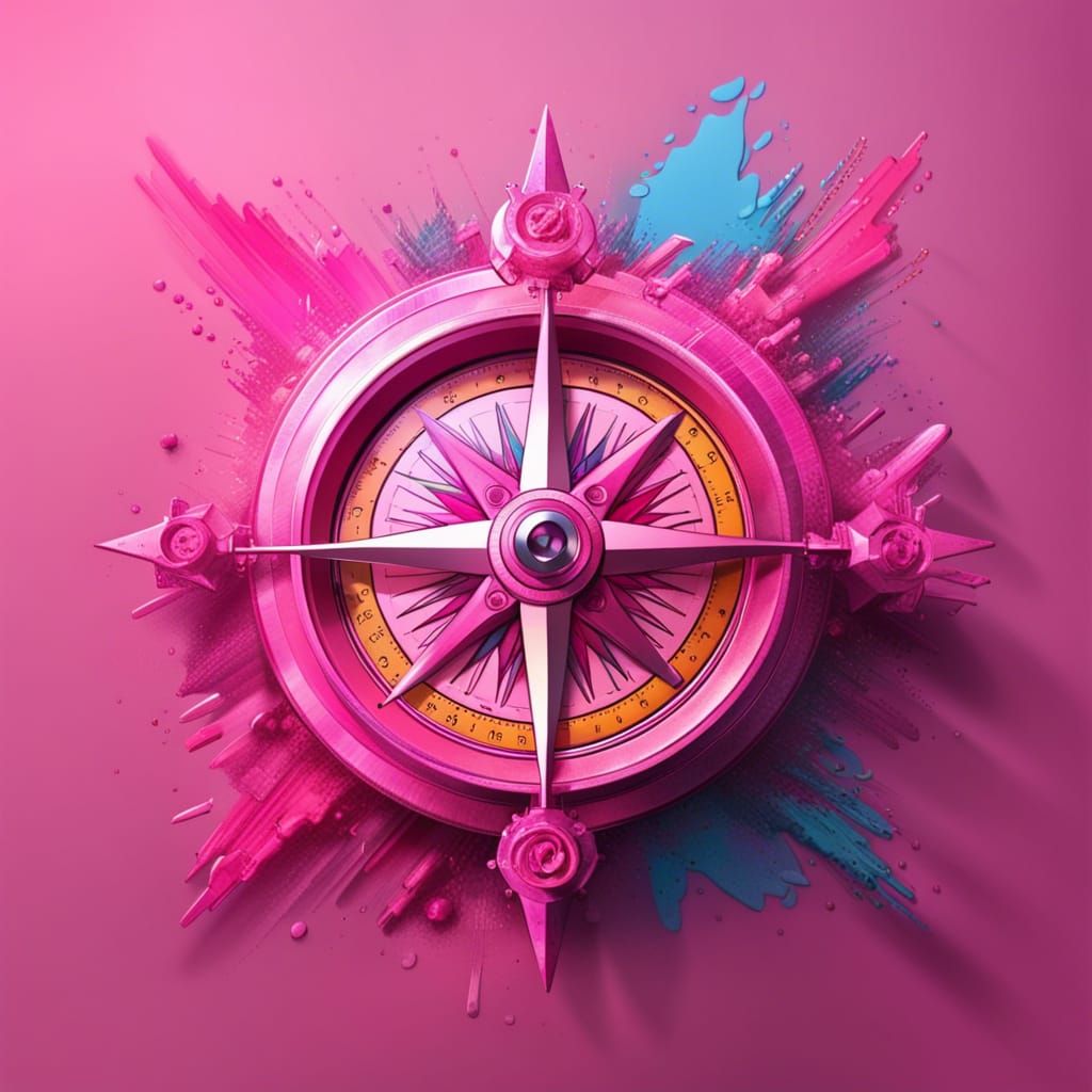 Detailed Pink Compass in Stunning Splash Art