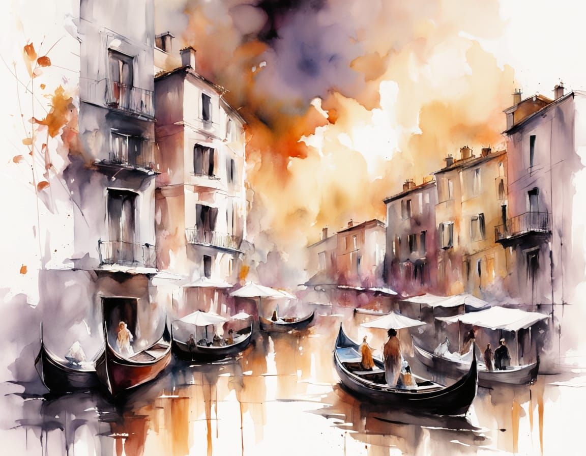 Venetian Dawn: Watercolour Canals in Early Light
