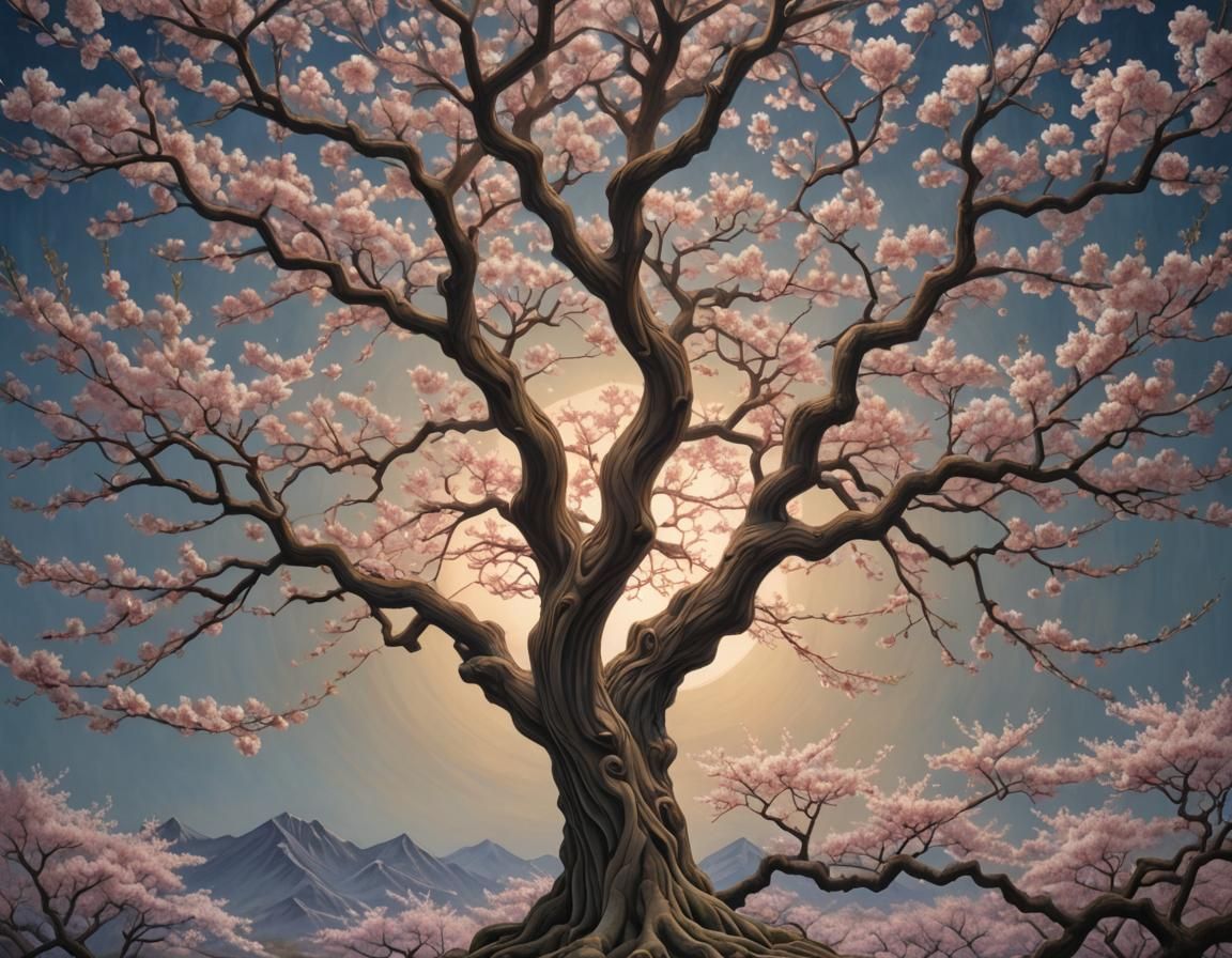 Sakura Tree in Hyperrealistic Volumetric Lighting