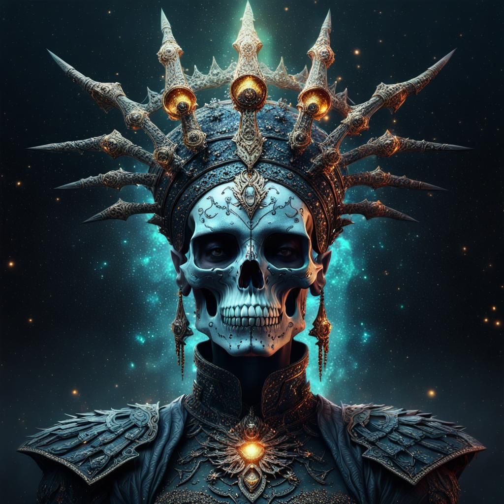 Detailed Skull Queen Portrait in Dark Fantasy Style
