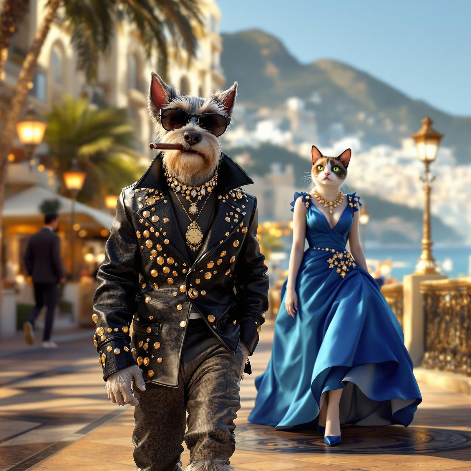 Gangsta Schnauzer Exudes Luxury in Black Leather Jacket and ...