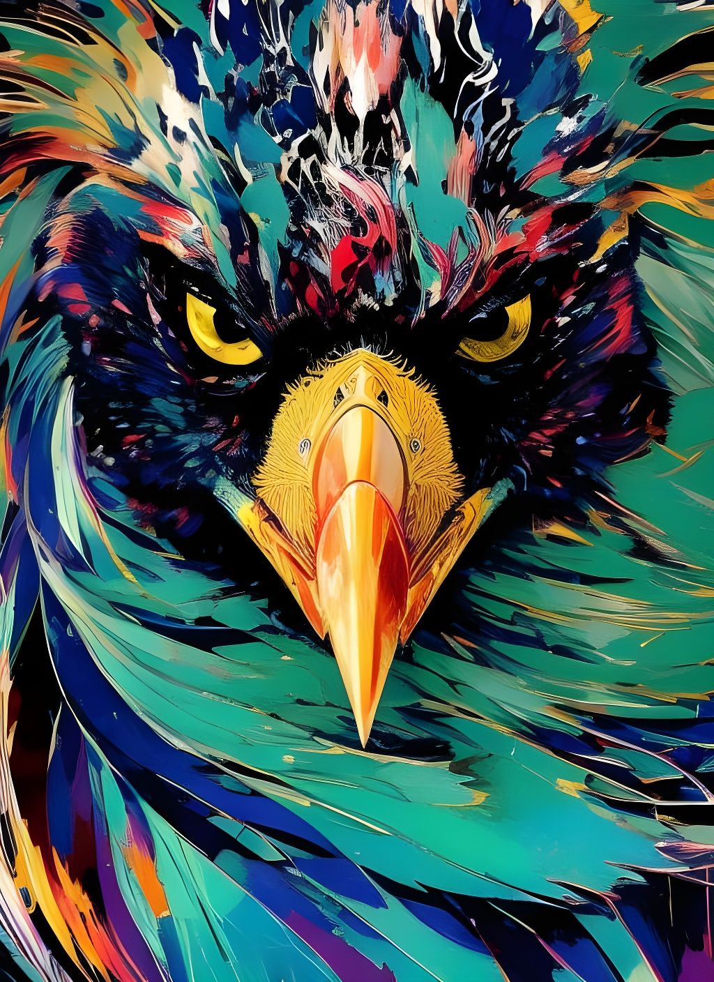 Badass Crow Portrait in Hyperdetailed Gouache Style