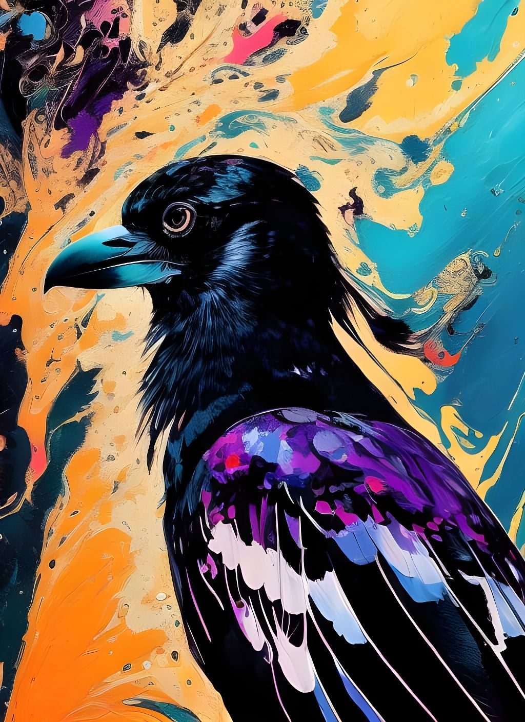 Badass Crow Portrait in Borderlands Style