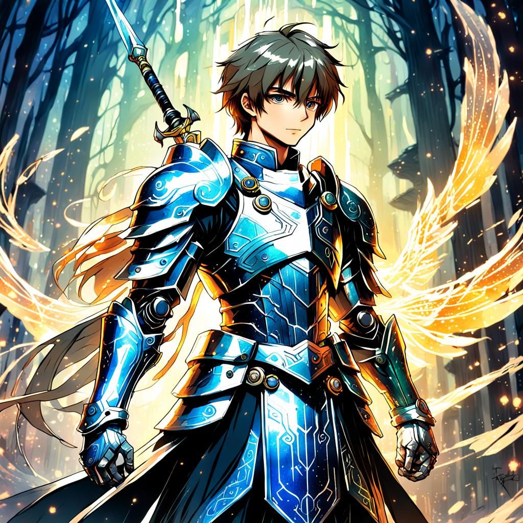 Dynamic Anime Character in Dark Fantasy Mangaka Style