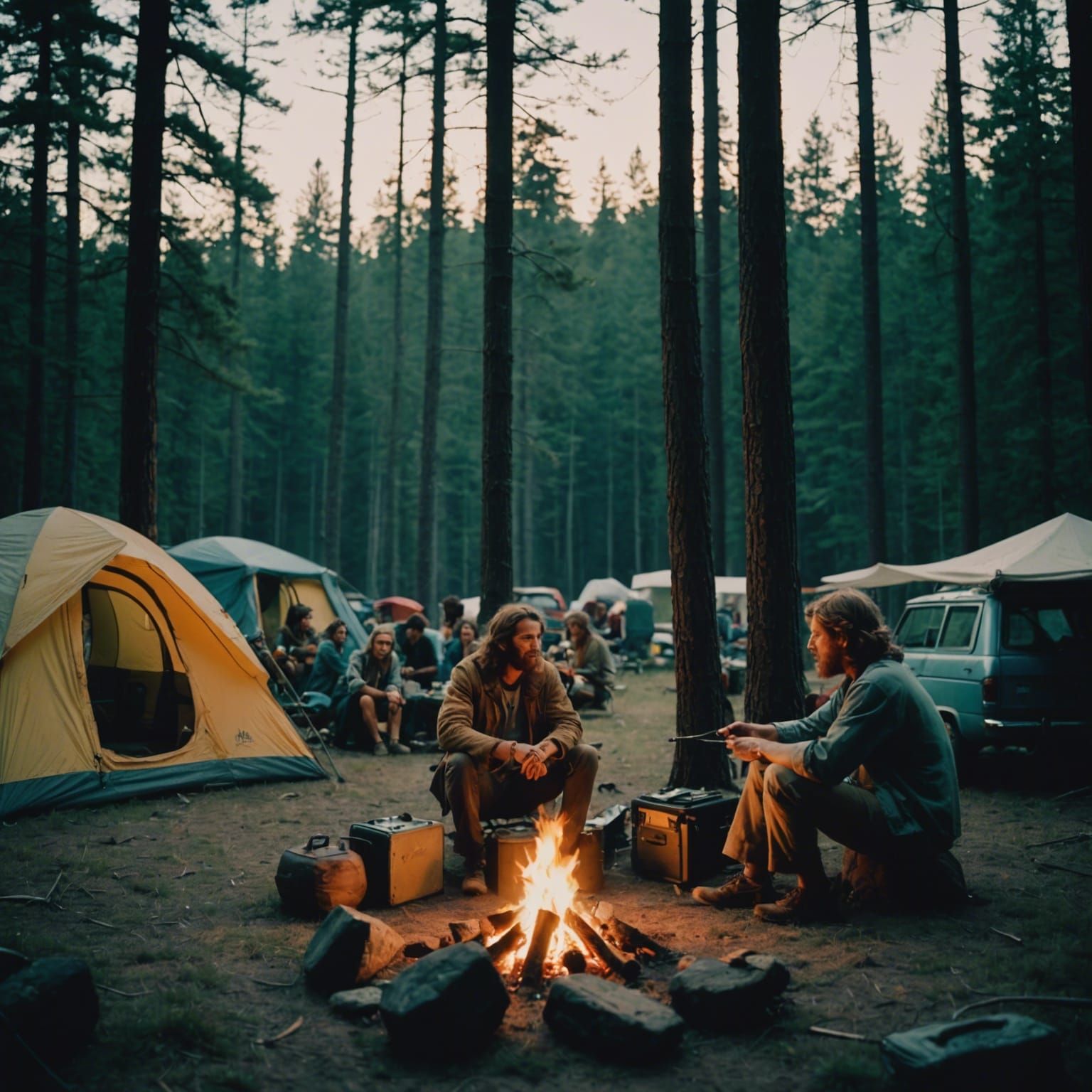 Hippies camping