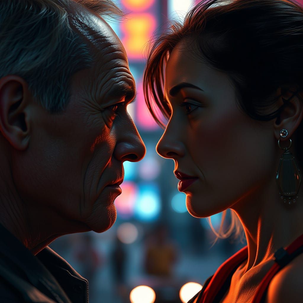 Ethereal Strangers Bask in Neon City Glow