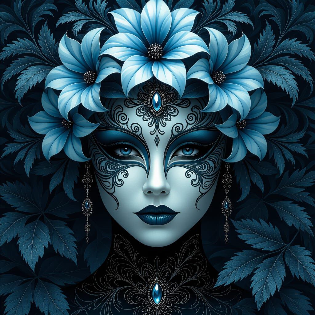 Intricate Fantasy Masquerade in Pale Colors