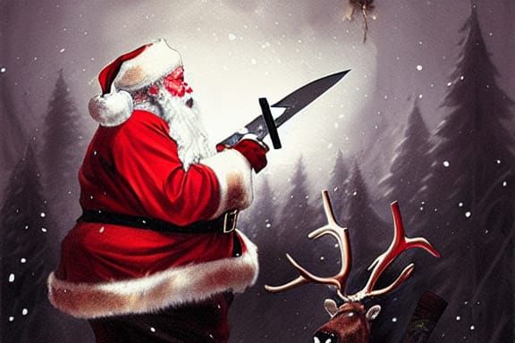 Sinister Santa Claus Scene Inspired by Dark Fantasy Art