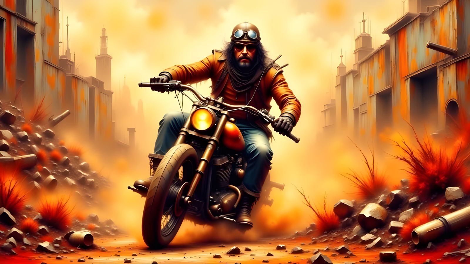 Dieselpunk Warrior Rides Through a Haunting Wasteland