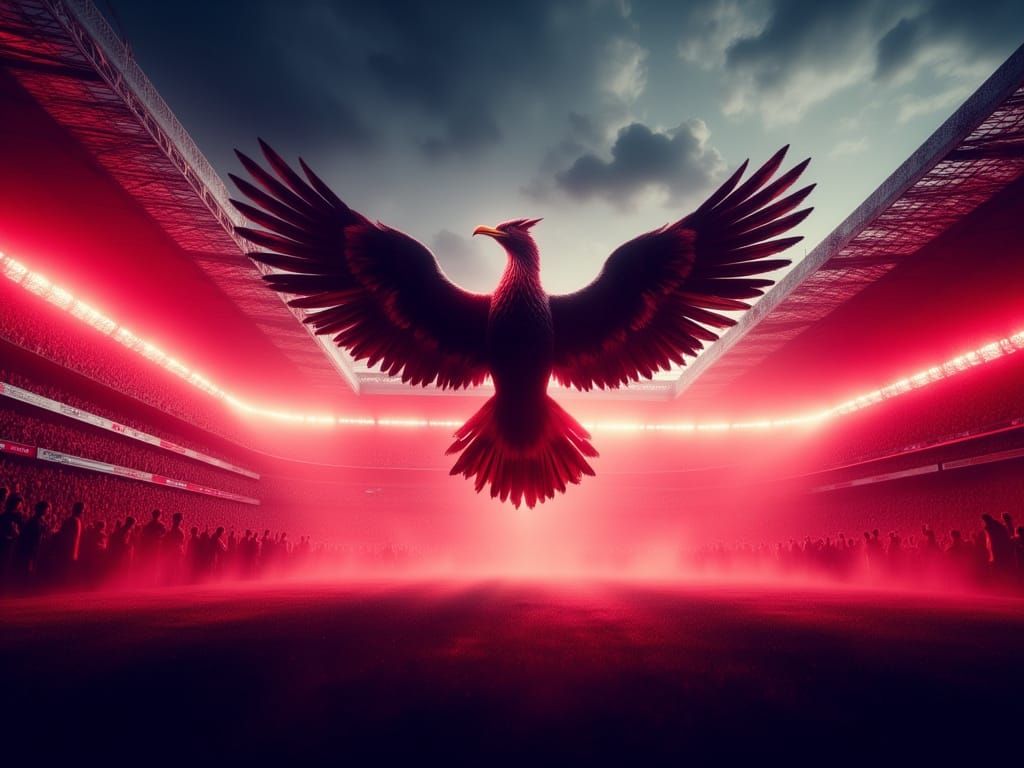 Liverpool FC Liver Bird Soaring in Red Glow