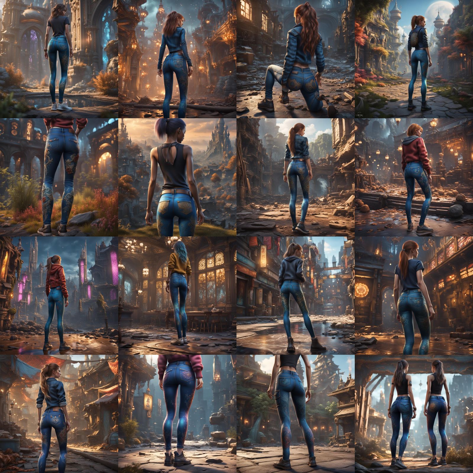 Girl in Skinny Jeans: Detailed Matte Painting