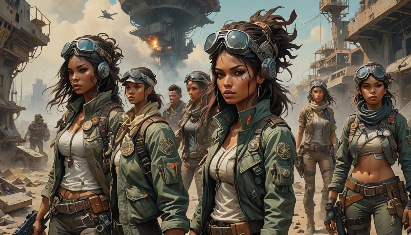 Post-Apocalyptic Raider Girls in Acrylic Painting