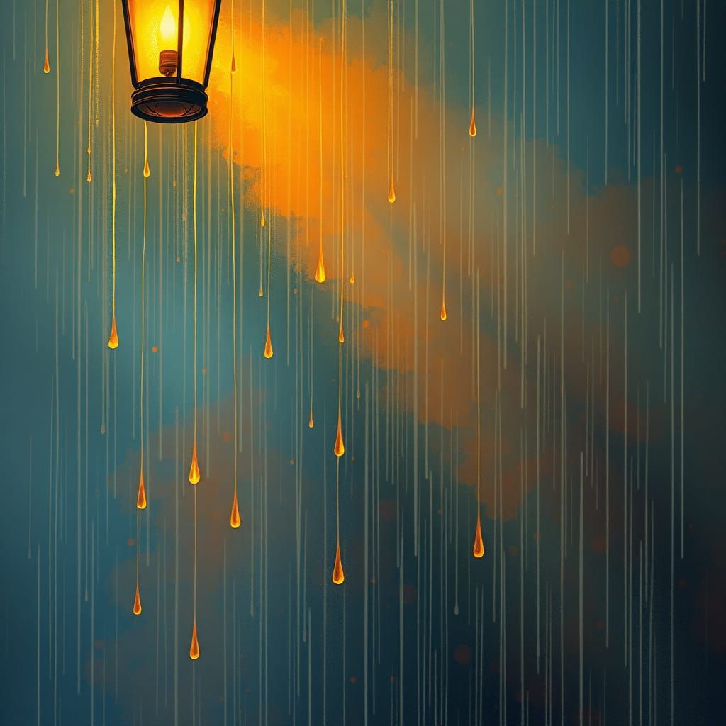 Ethereal Raindrops Suspended in Liquid Fire