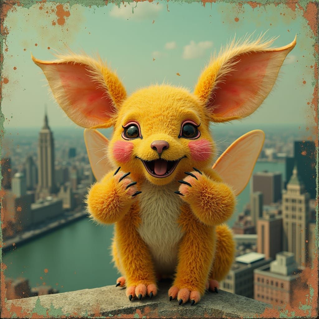 Fuzzy Arms Overlooking City: Fairy Punk Digital Art