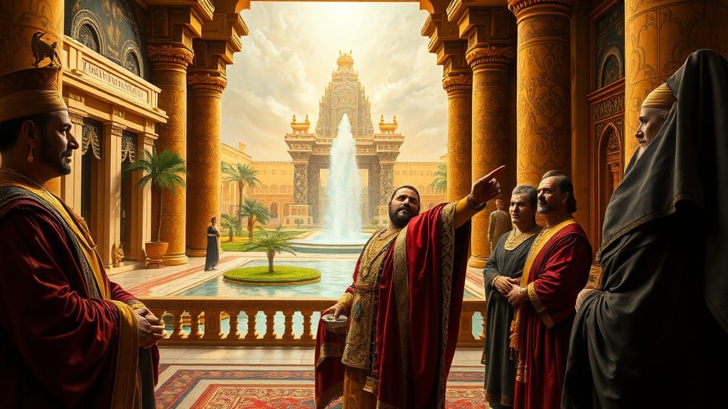 Nebuchadnezzar II Contemplates Paradise in Golden Babylon
