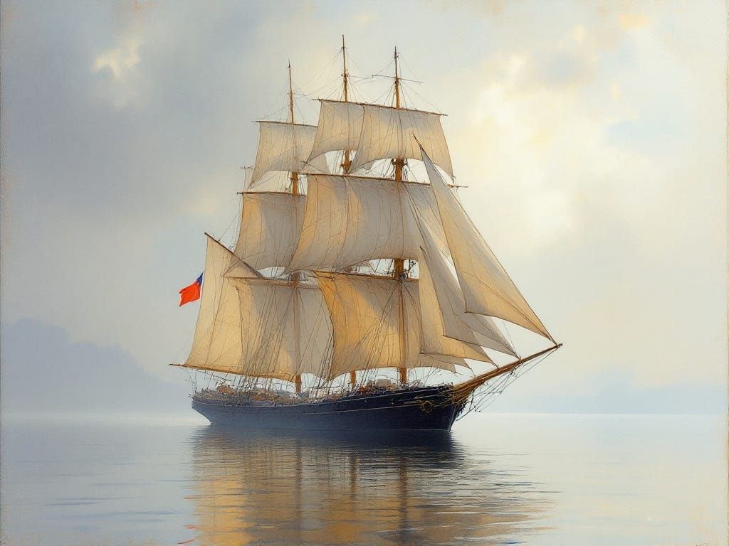 Serene Sailing Ship in Soft Focus