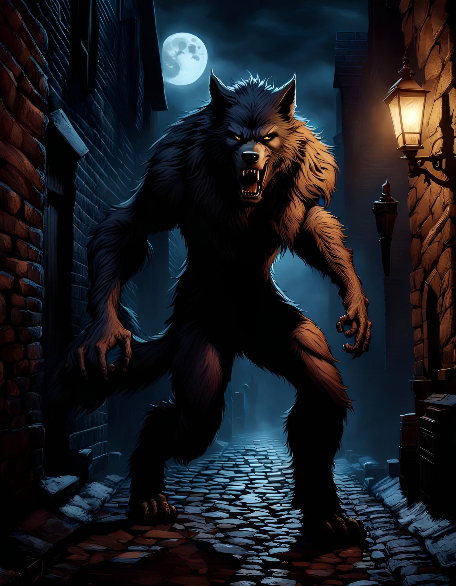 Werewolf Transformation in Gritty Gothic Style