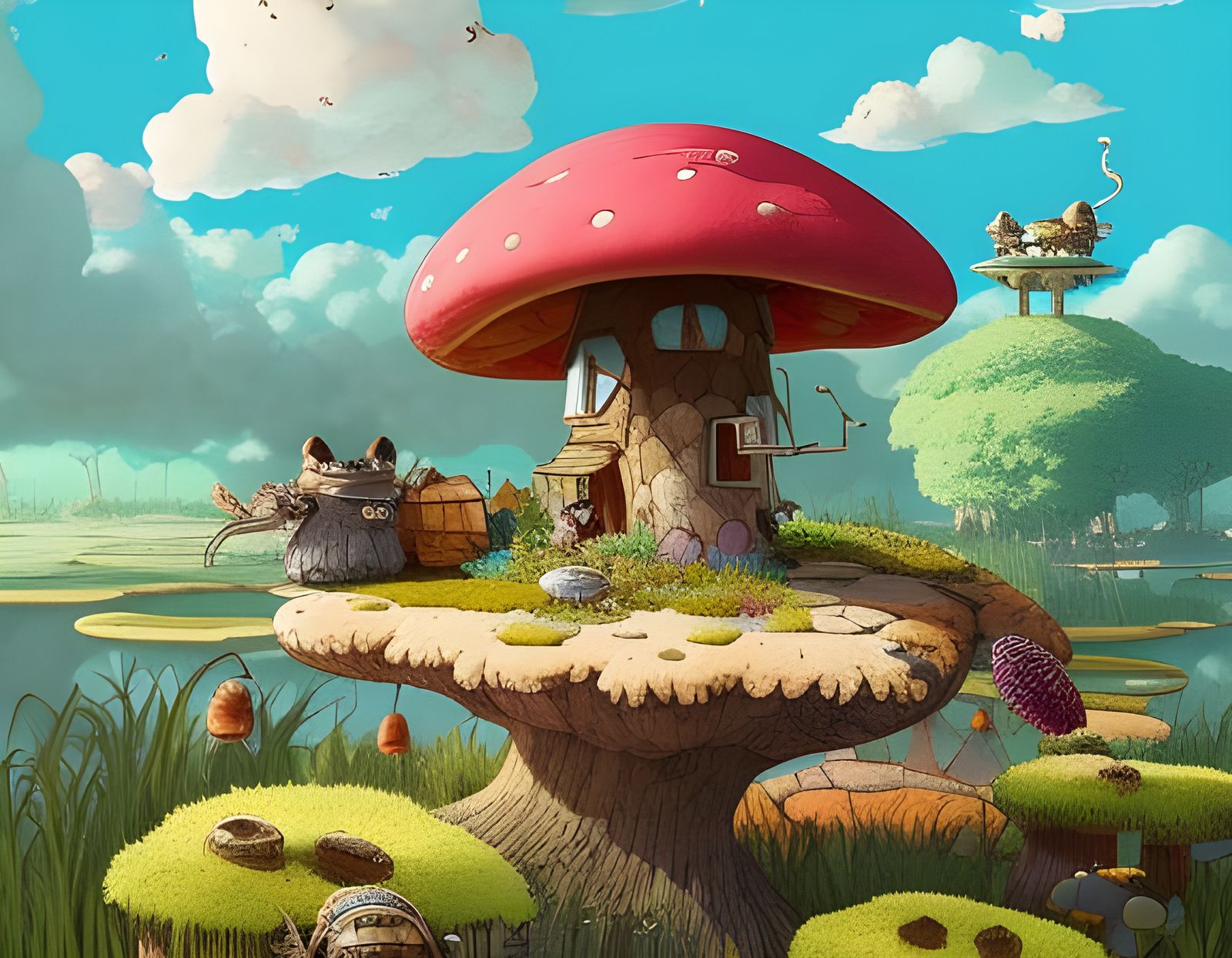 Cozy Toadstool Mansion in Apocalyptic Wetlands