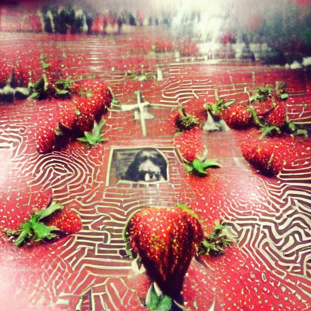 Surreal Head in Strawberry Field