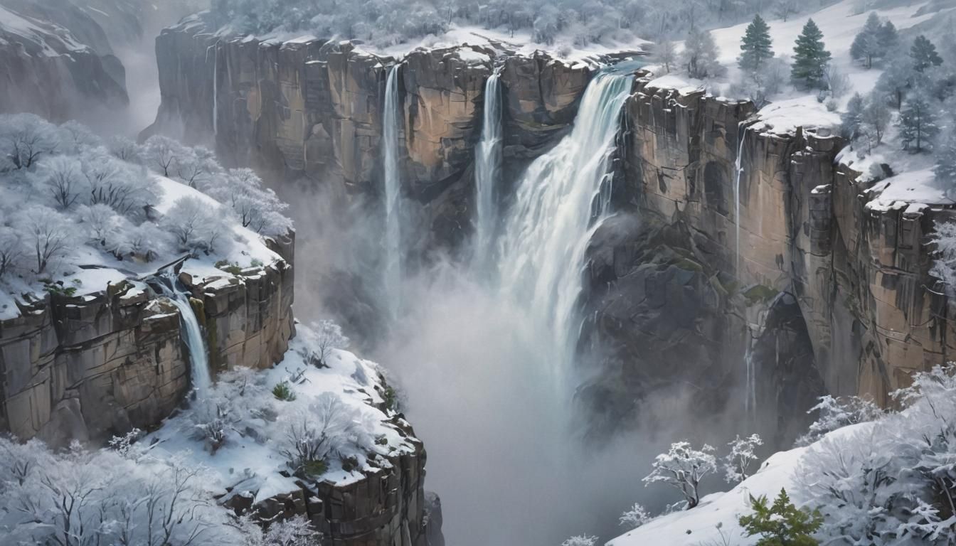 Ethereal Landscape Painting: Valley From Above