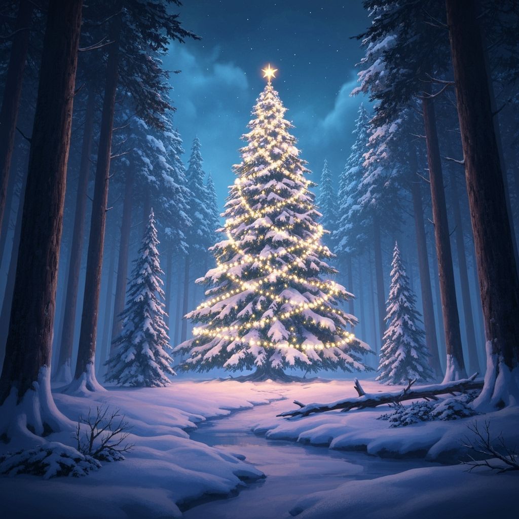 Enchanted Forest Christmas Tree at Night