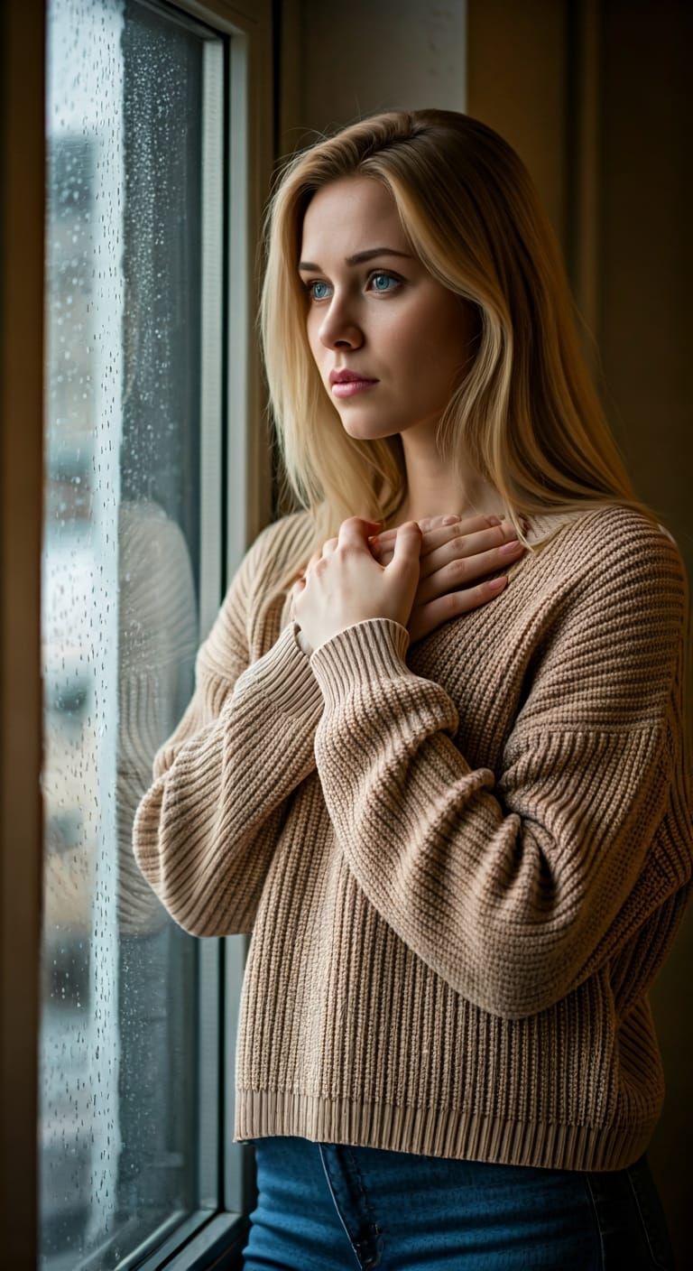 Rainy Day Portrait in Realistic Style