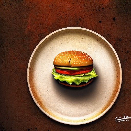 Cheeseburger on Plate: Detailed Matte Painting