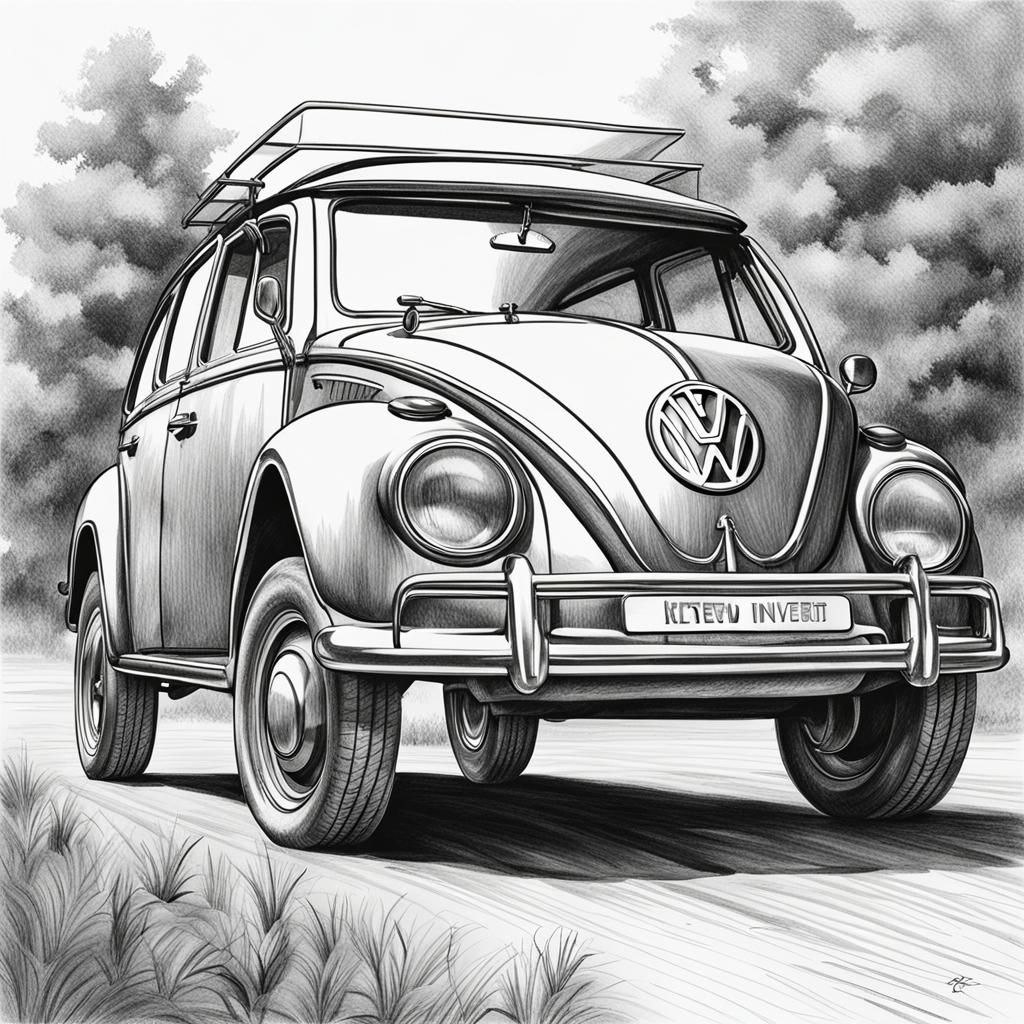 Volkswagen 2022 Car Design as Charcoal Art