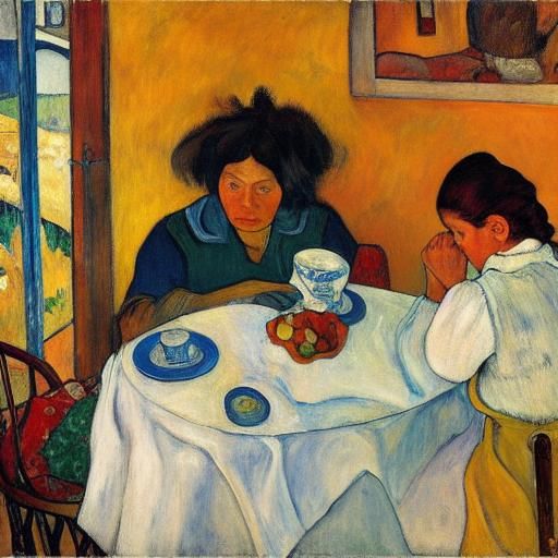 Mournful Woman Gazing at Pie with Smoky Aroma