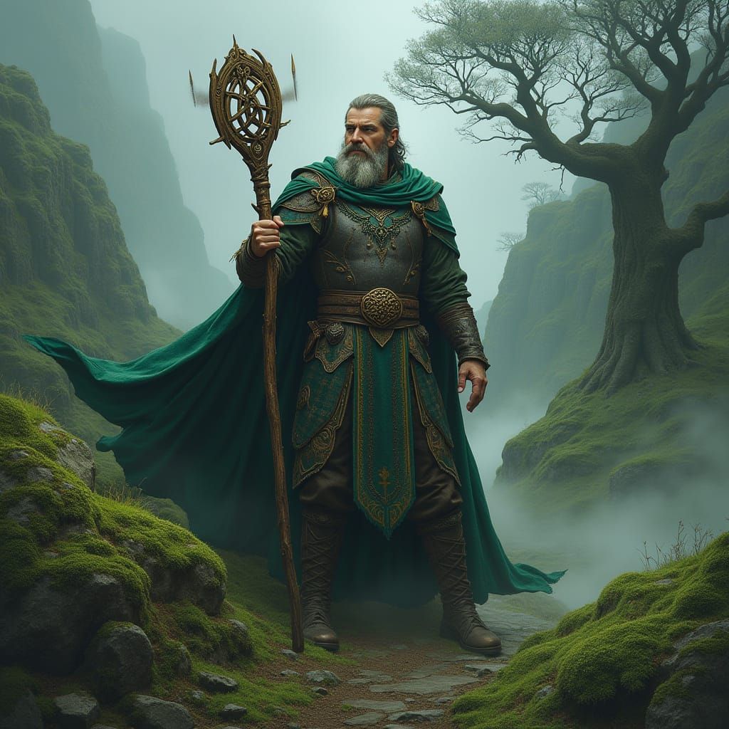Celtic Warrior in Irish Landscape