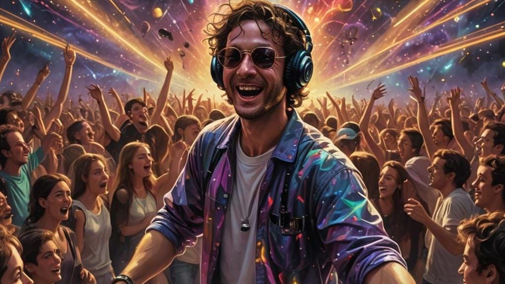 Cosmic Rave Party in Dark Fantasy Style