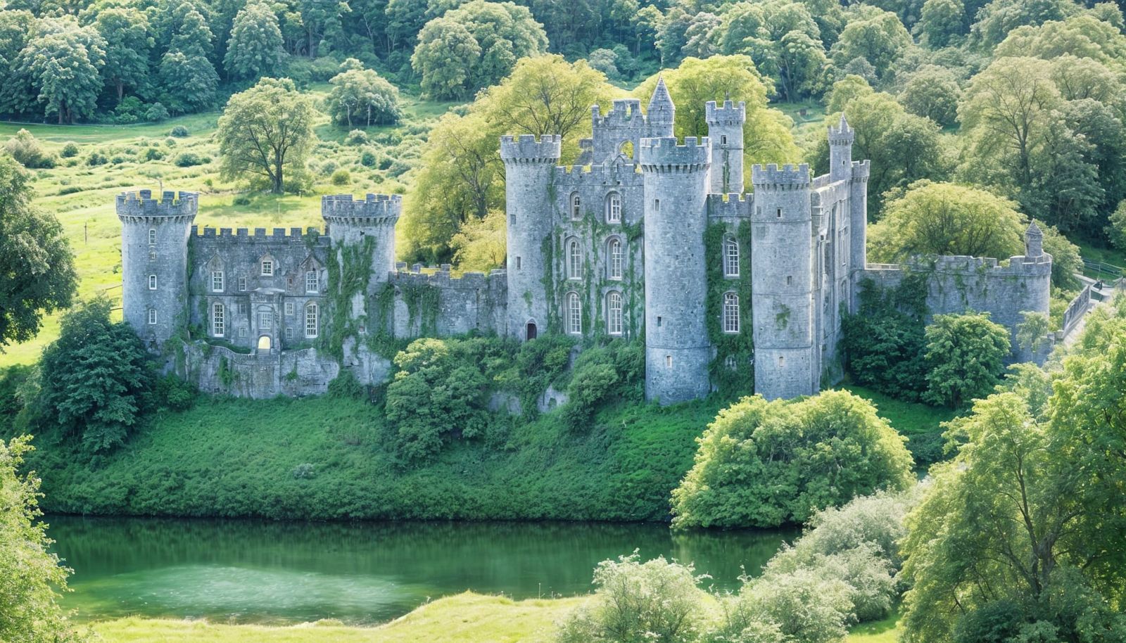 Picturesque Irish Castle with Lush Gardens