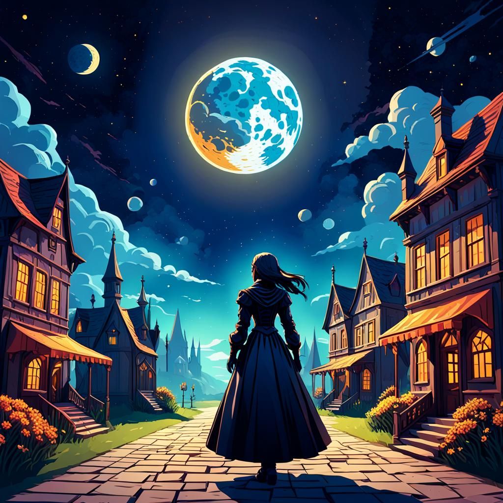 Sulky Moon in Gothic Spacecore Art