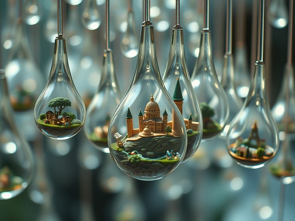 Surreal Teardrop Worlds: Miniature Cities in Glass