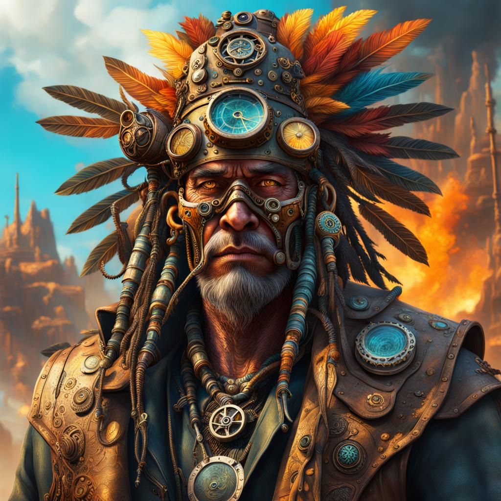 Steampunk Shaman in Post-Apocalyptic America