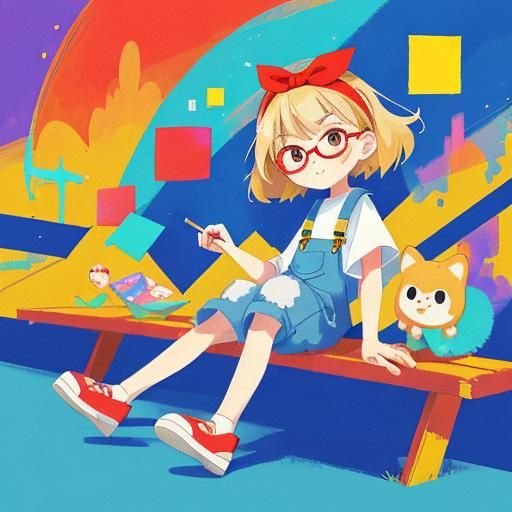 Cubist Girl with Popsicle in the Style of Gleizes