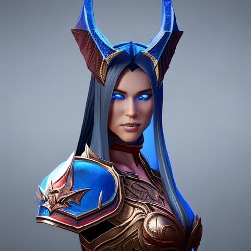 Red-Skinned Paladin with Horns in Dark Fantasy Style