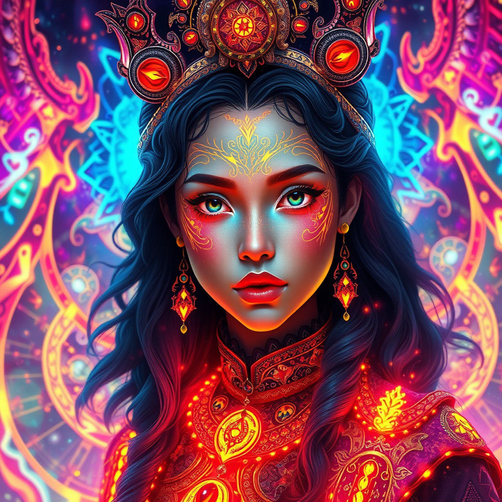 Lava Goddess Portrait in Splash Art Style
