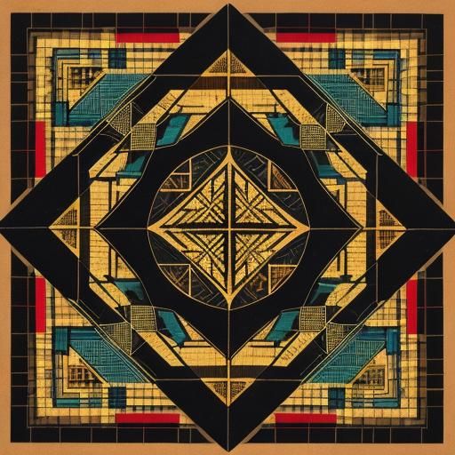 Abstract Plaid Design in Folk Art Style