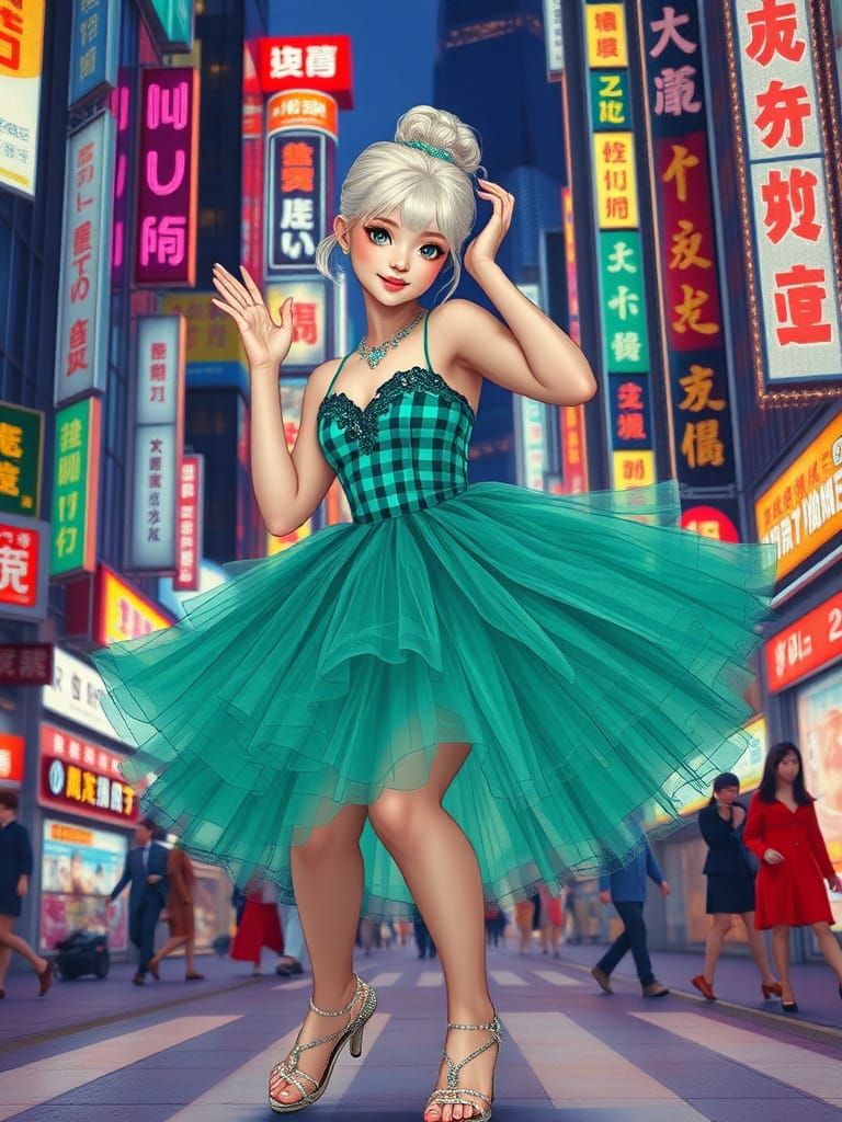 Anime-Inspired K-Pop Idol in Haute Couture Tutu Dress
