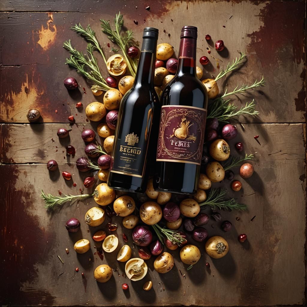 Roasted Fennel and Red Wine Still Life