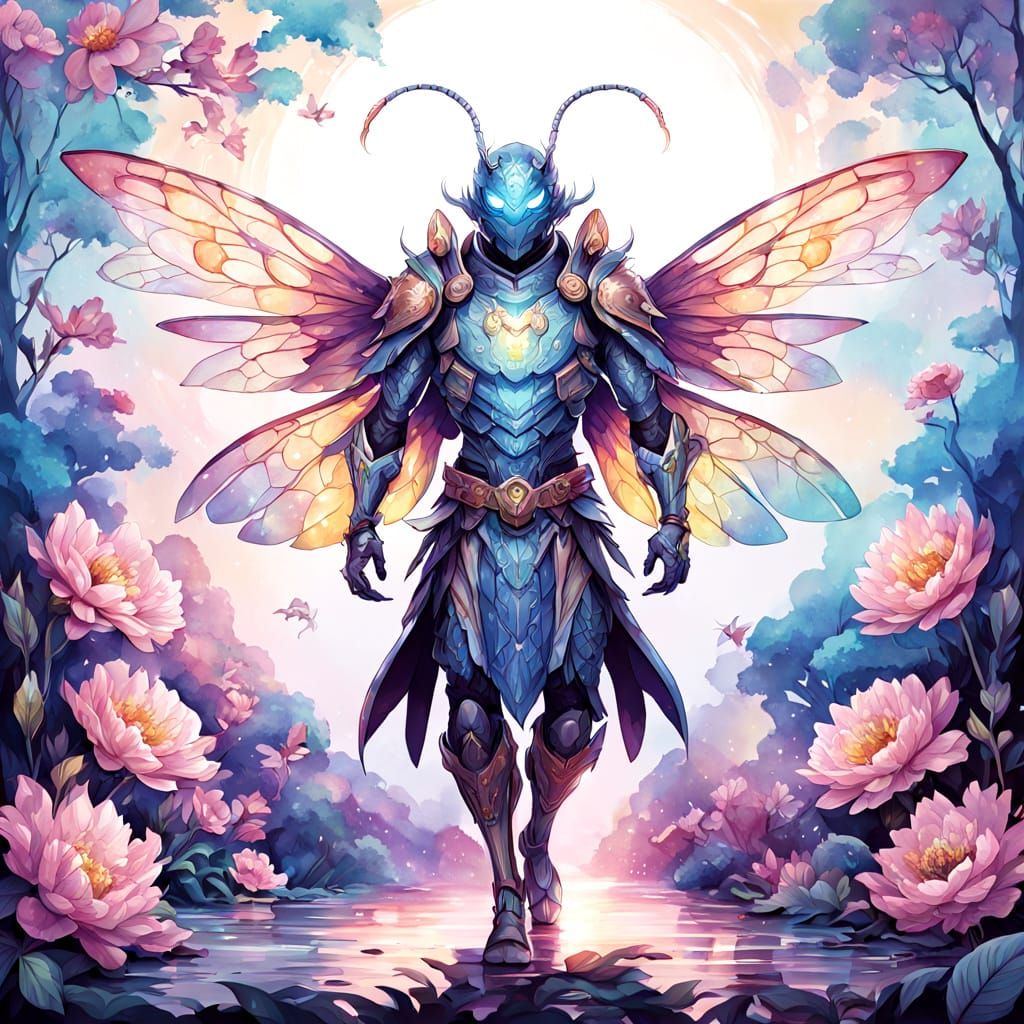 Insectoid Adventurer in Fantasy Realm: Anime Concept Art