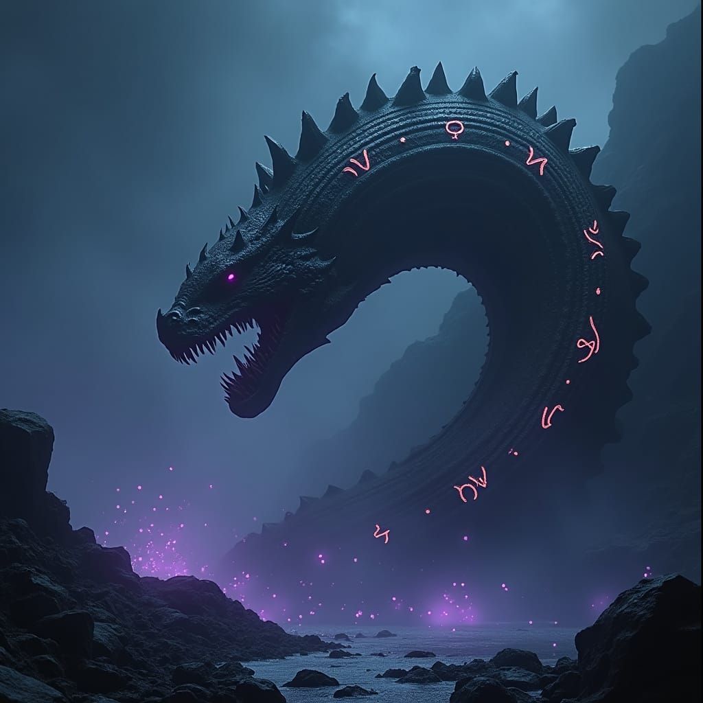 Colossal Leviathan Erupts from Dark Abyss, Radiating Malevol...