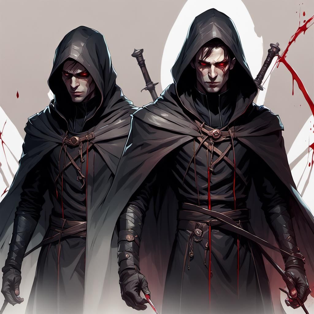 Sinister Vampire Fencer in Lavish Room