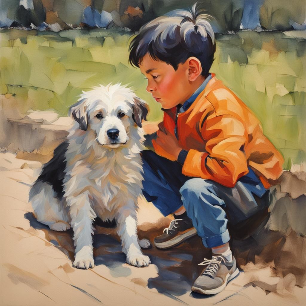 Boy and Dog: An AI-Generated Image
