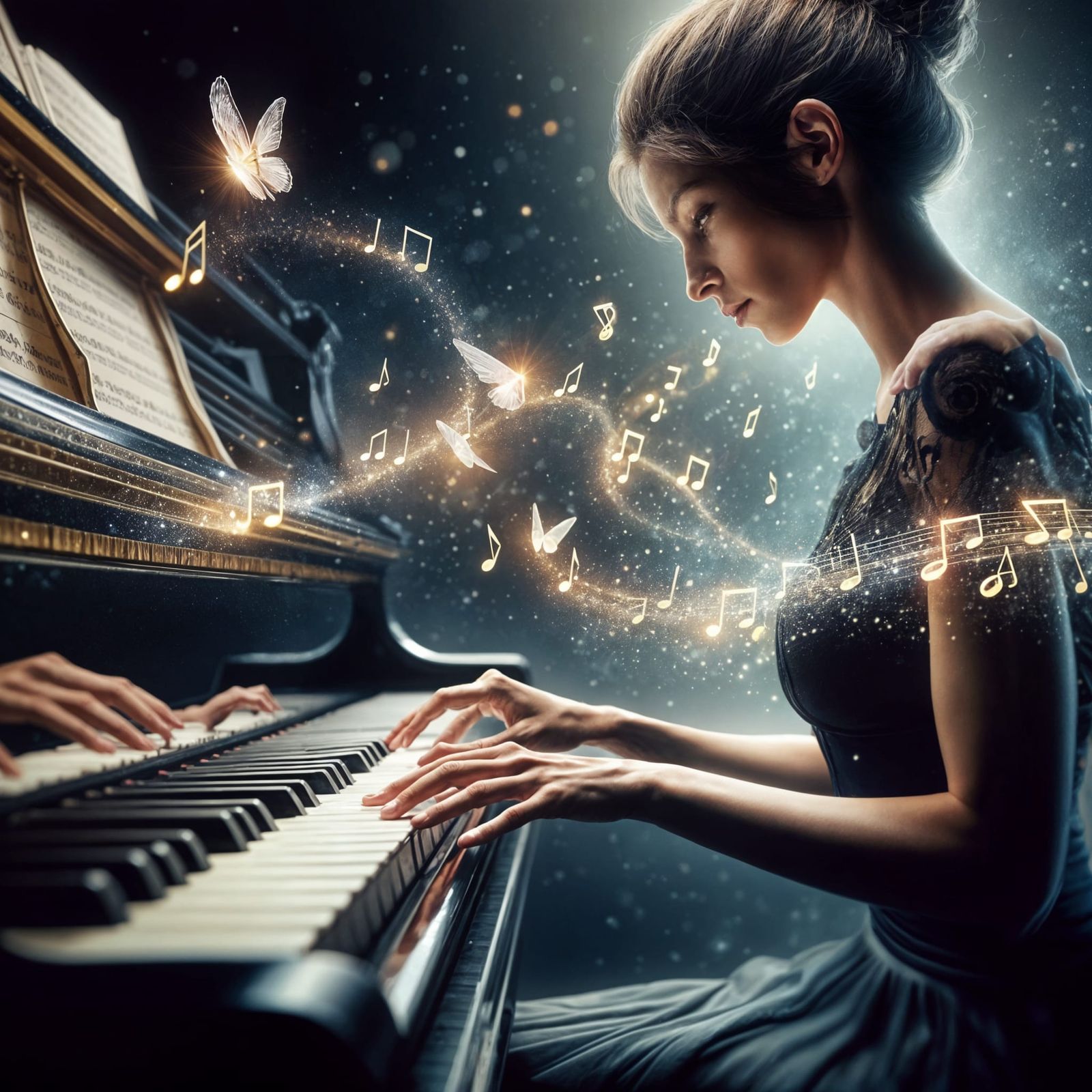 Pianist's Hands Create Musical Magic in Expressionist Style