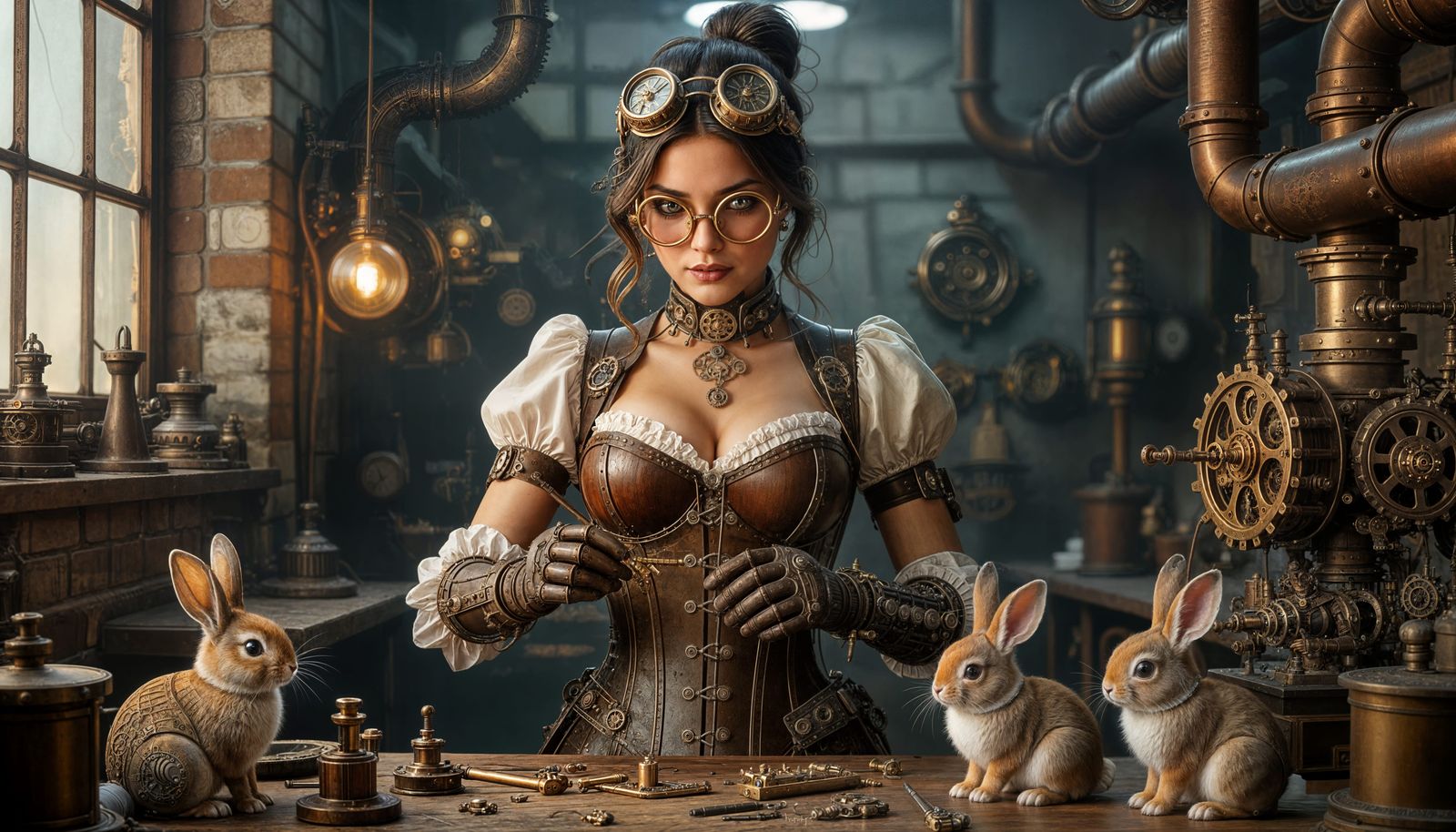 Steampunk Tinkeress and Clockwork Bunny