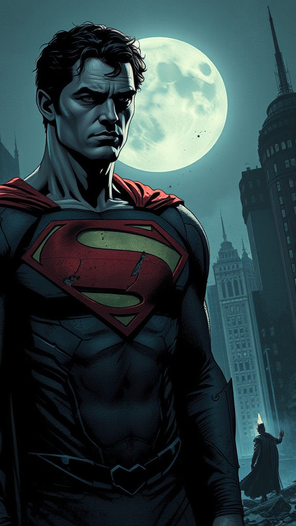 Noir Superman in Desolate Cityscape